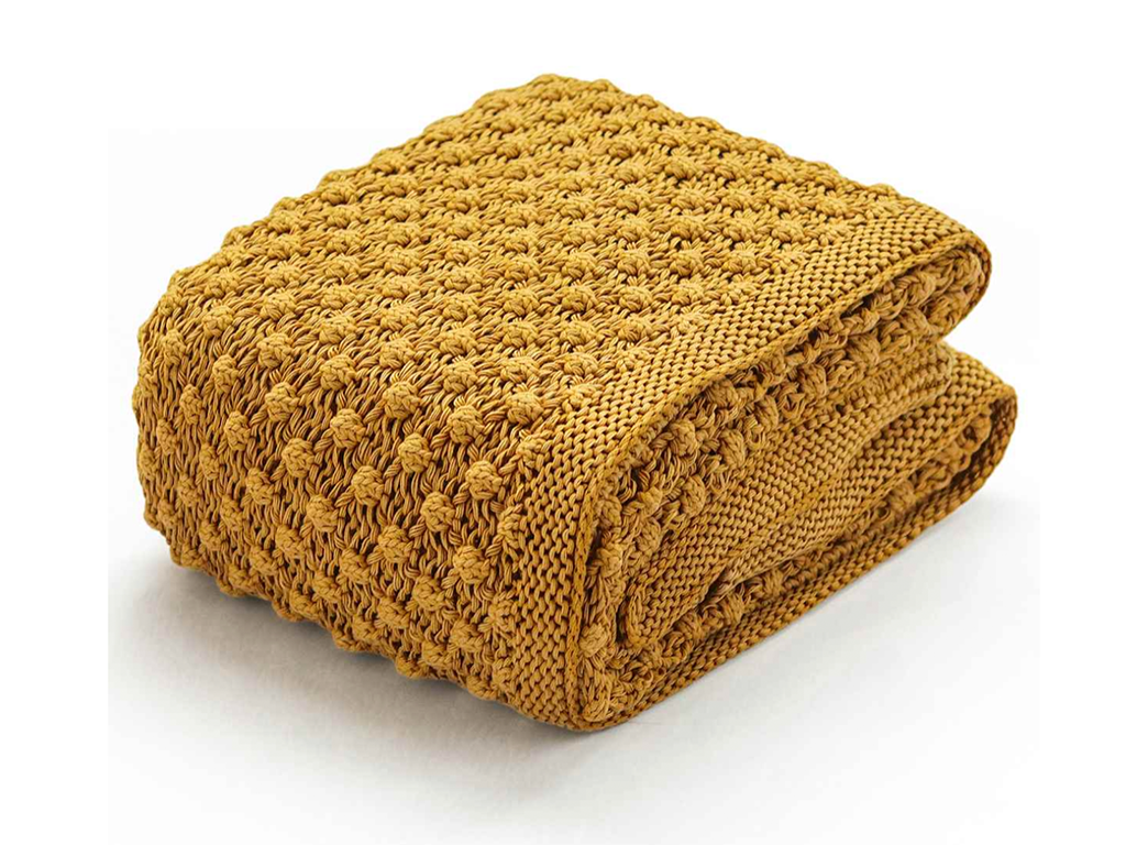 Mustard Knitted Throw