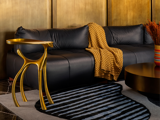 Mustard Knitted Throw